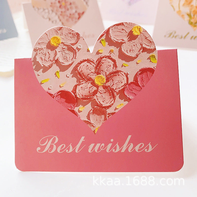 Wholesale of 10pcs/pack Mother's Day Love 3D Oil Painting Flowers Paper Greeting Cards